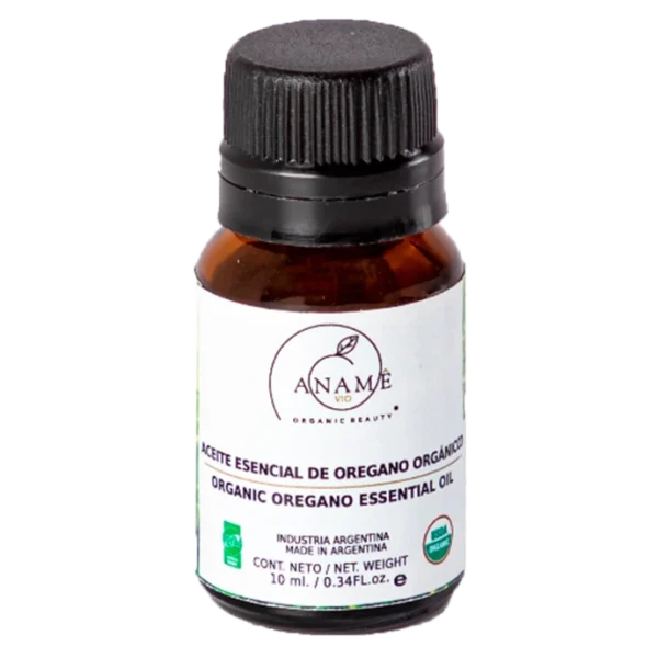 Frasco de aceite de orégano de frente