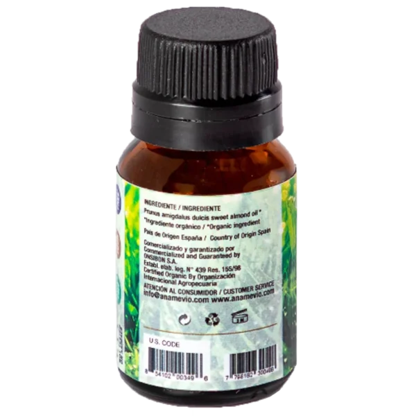 Frasco de aceite de almendras del dorso