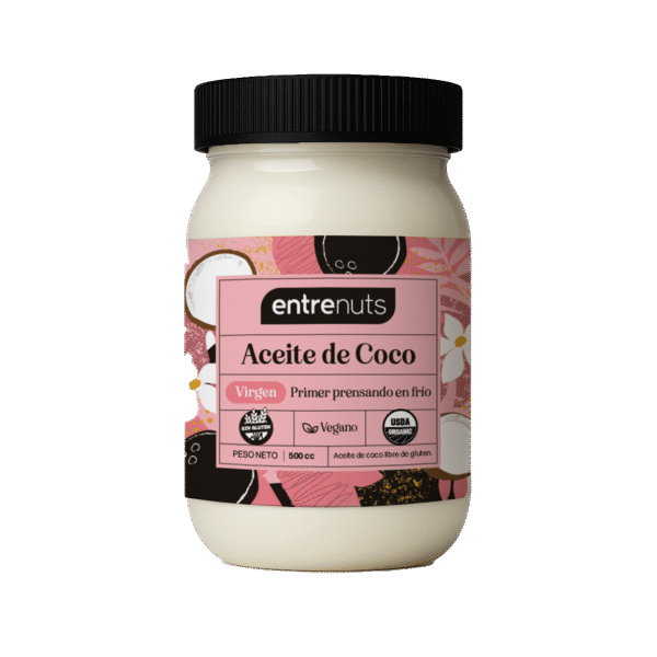 Frasco de aceite de coco, 500 gr virgen de frente